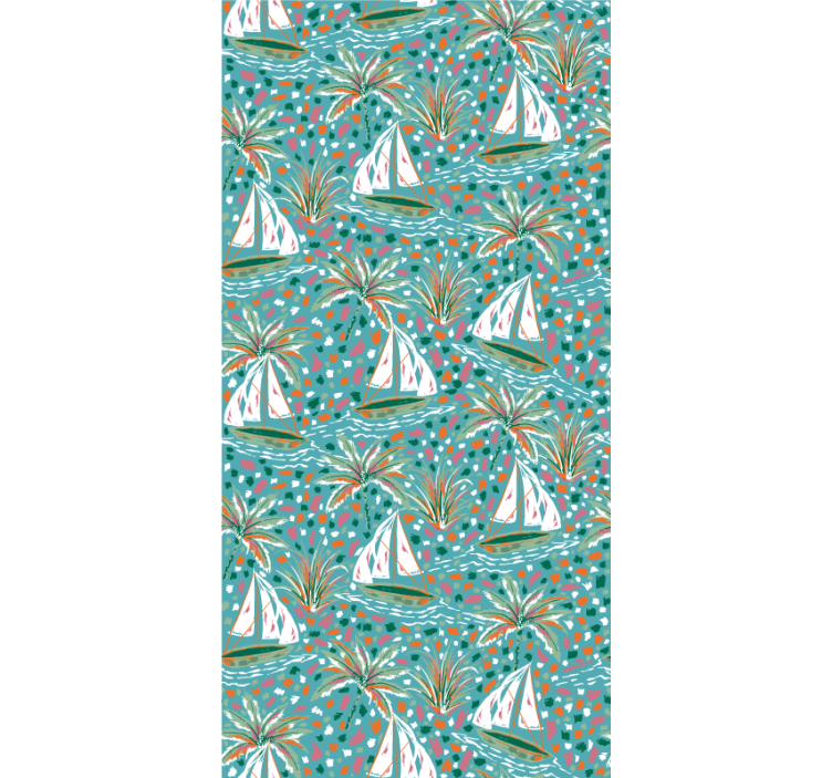 Contemporary wallpaper watercolor ships design - TenStickers