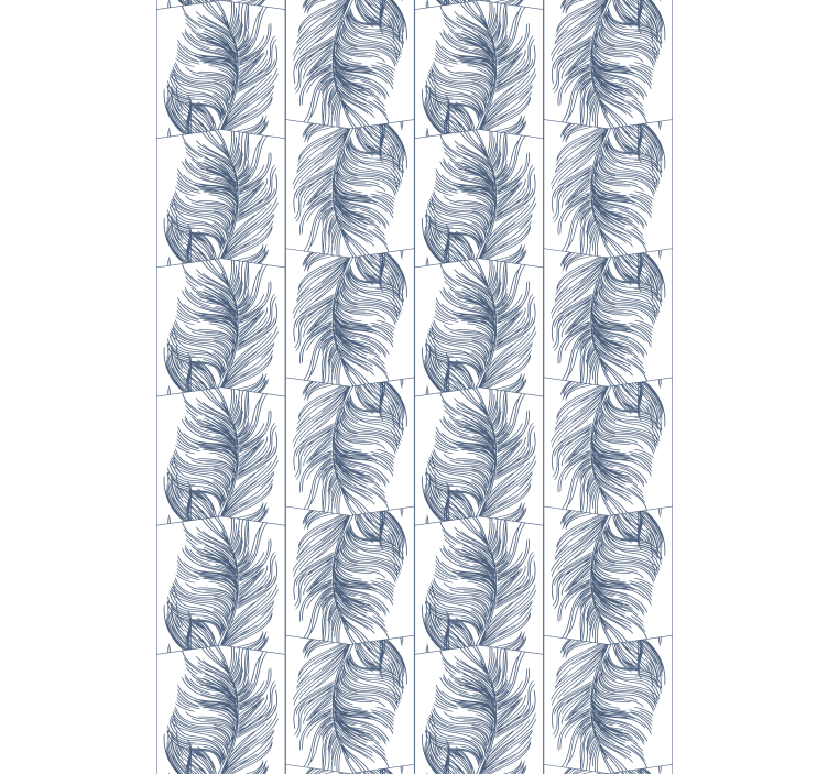Contemporary wallpaper hampton style blue feathers - TenStickers