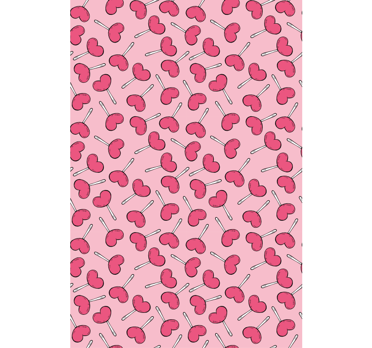 Contemporary wallpaper with heart-shaped lollipops - TenStickers