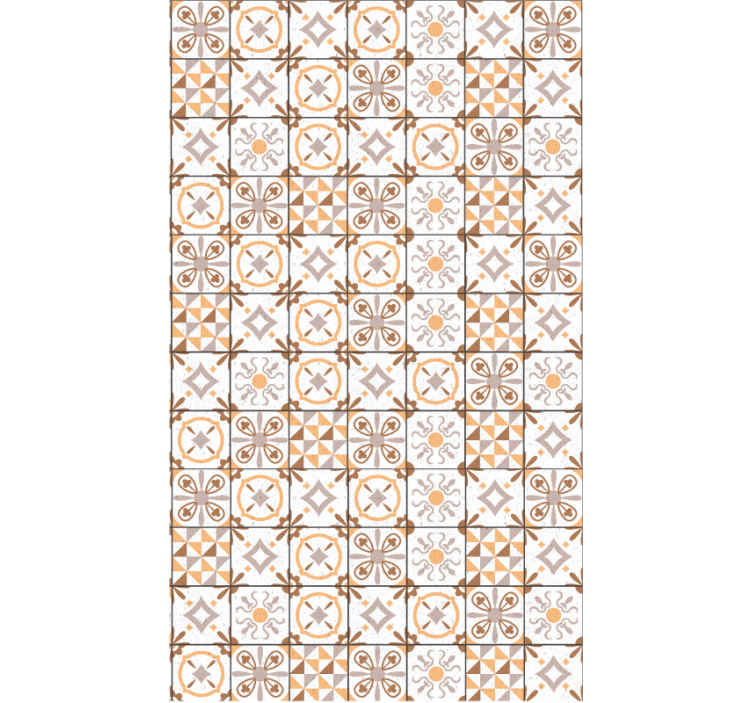 Kitchen wallpaper kitchen vinyl rug brown squares - TenStickers