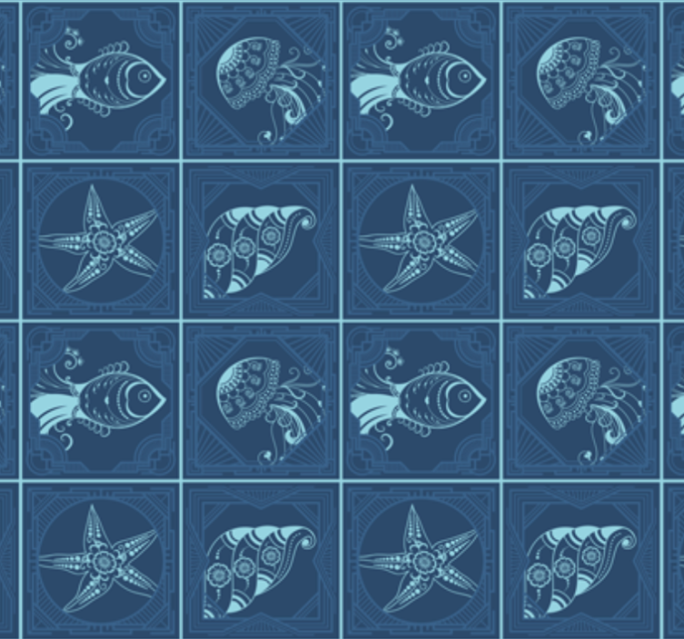 Bathroom wallpaper featuring marine life design - TenStickers