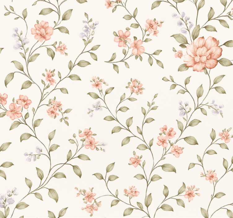 Living area wallpaper whimsical floral design - TenStickers