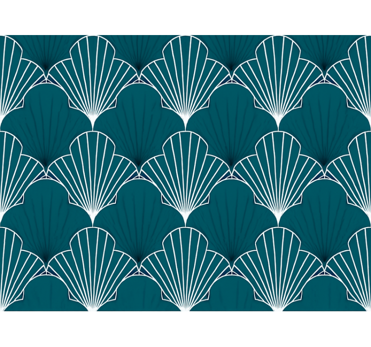 Abstract wallpaper modern teal scallop fan - TenStickers