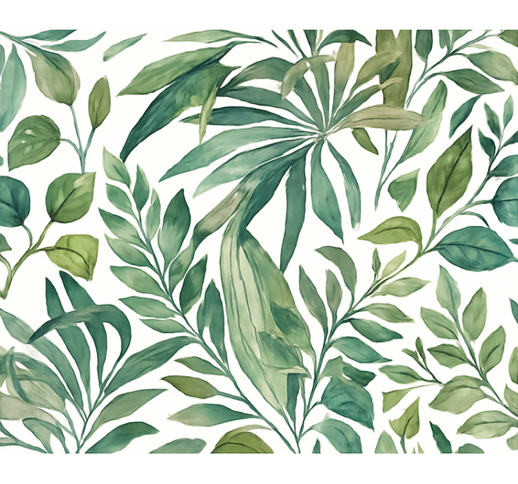 Leaves wallpaper watercolor jungle foliage - TenStickers