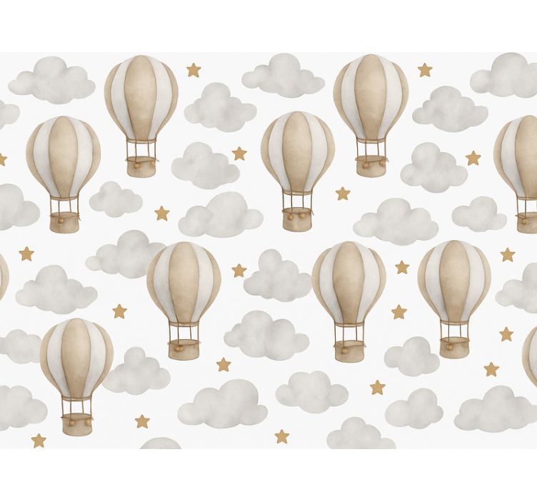 Nursery room wallpaper starry earth balloons - TenStickers