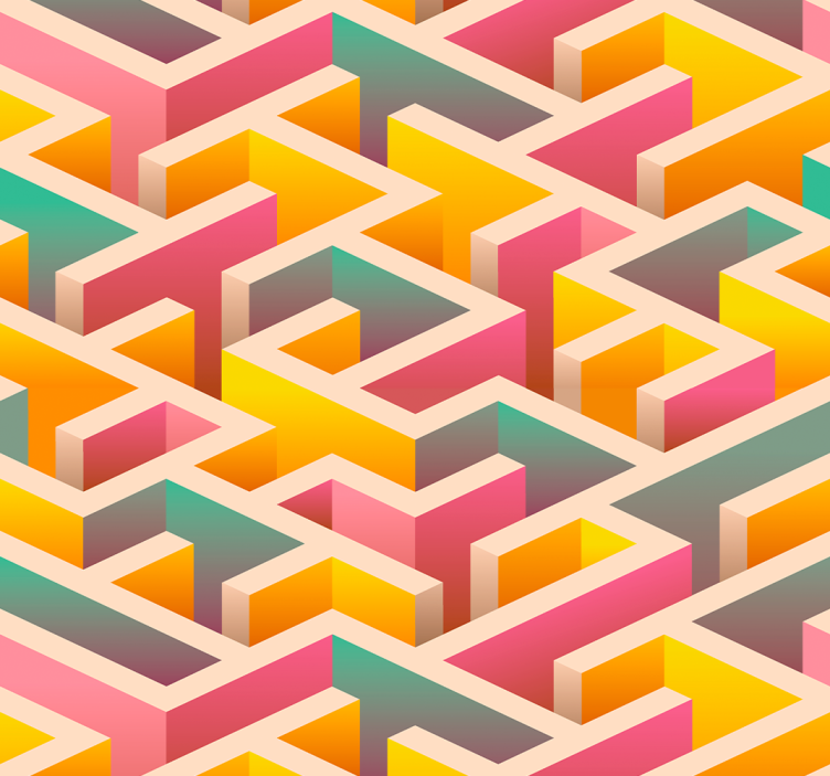 Geometric wallpaper with labyrinth - TenStickers