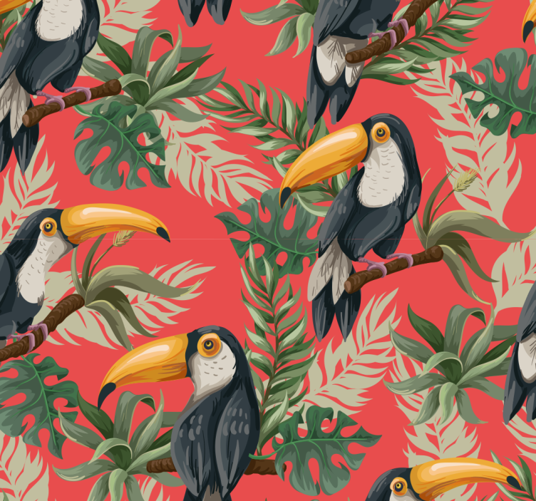 Toucans pattern Nature Wallpaper - TenStickers