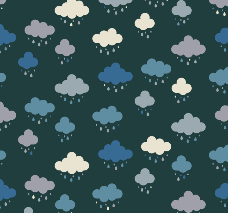 Rainy clouds Nursery Wallpaper - TenStickers