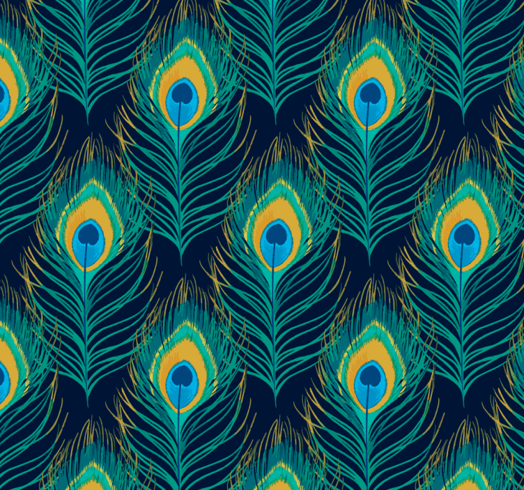 Peacock ornament pattern kitchen wallpaper - TenStickers