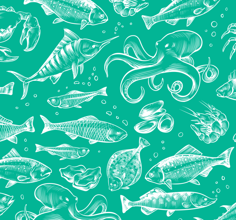 Sketch fish hand draw Animal Wallpaper - TenStickers