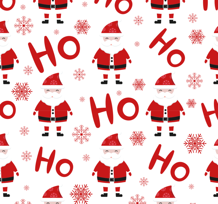 Jolly Santa red pattern holiday christmas wallpaper - TenStickers