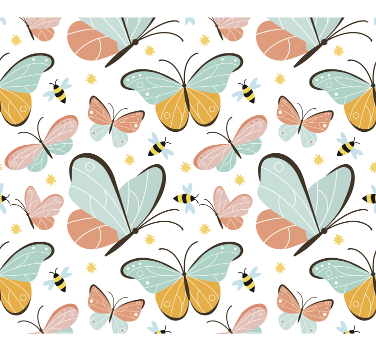 butterflies and bees Butterfly Wallpaper - TenStickers