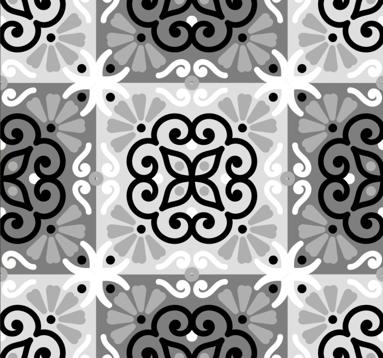 Black ornament Ornamental Wallpaper - TenStickers
