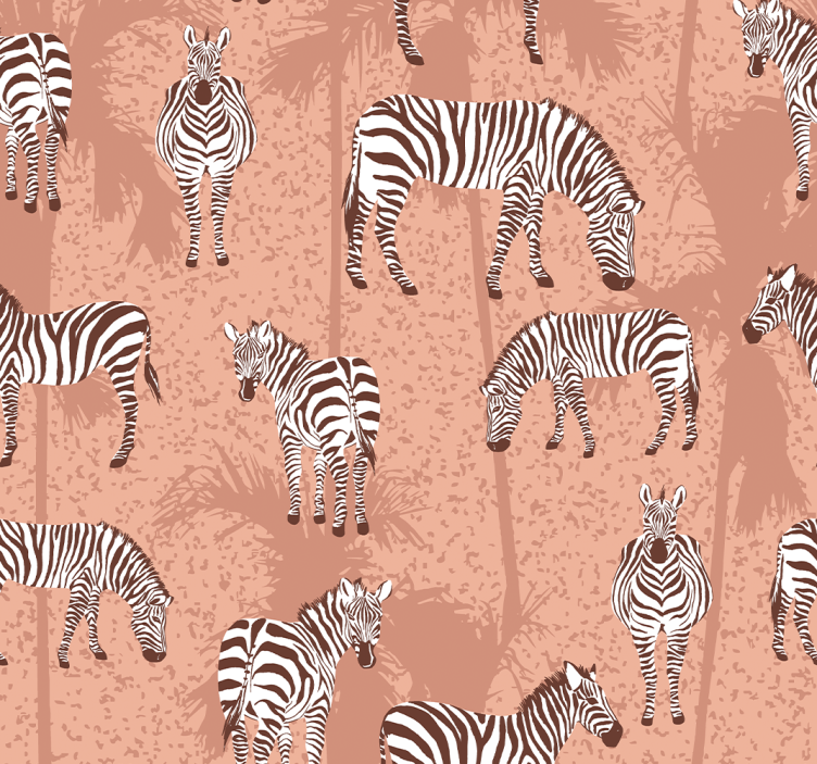 Zebra and palms brown Animal wallpaper - TenStickers