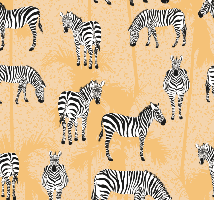 Zebra and palms Animal wallpaper - TenStickers