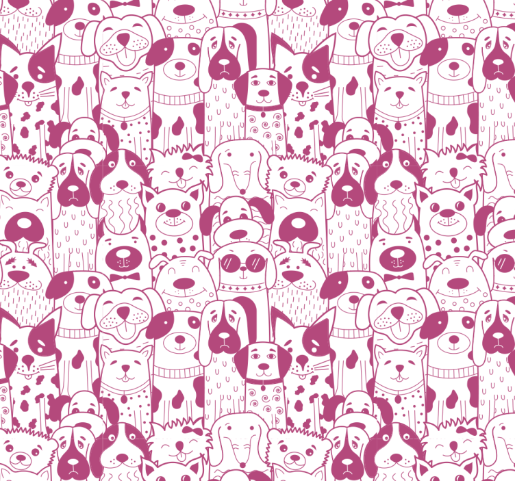 Canine Characters Pattern cute dog wallpaper - TenStickers