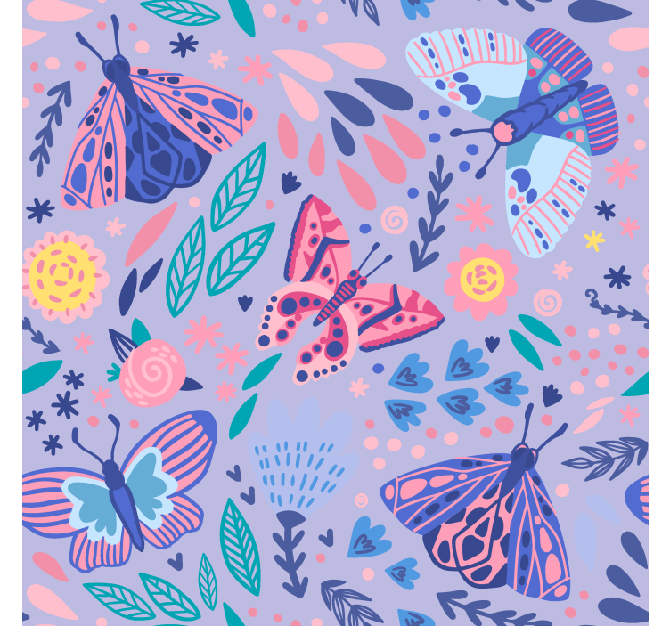 Butterflies wallpaper in pink tones Wallpaper - TenStickers