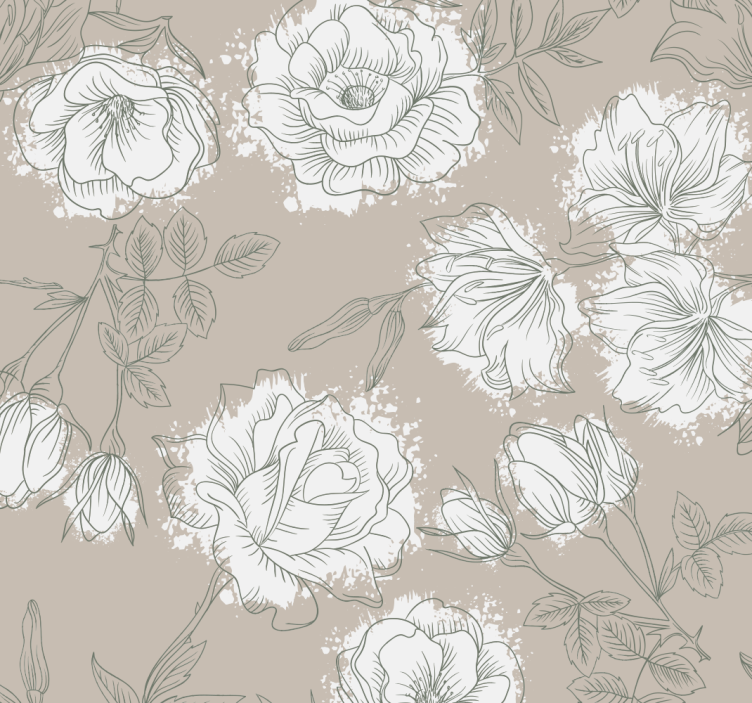 Vintage style peony wallpaper Flower Wallpaper - TenStickers