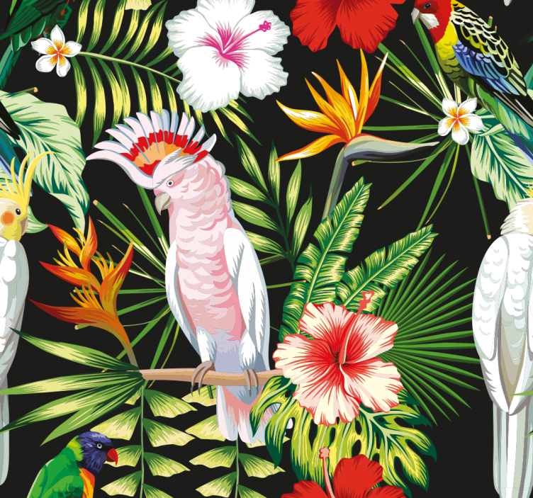 Bright Colour Parrots Animal Wallpaper - TenStickers