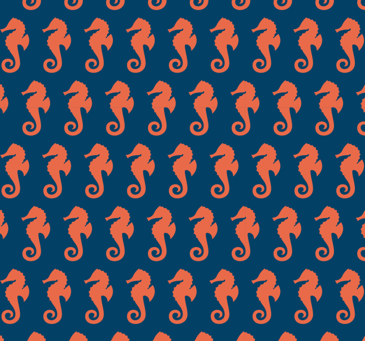 Orange Sea Horse Pattern Sea life wallpaper - TenStickers