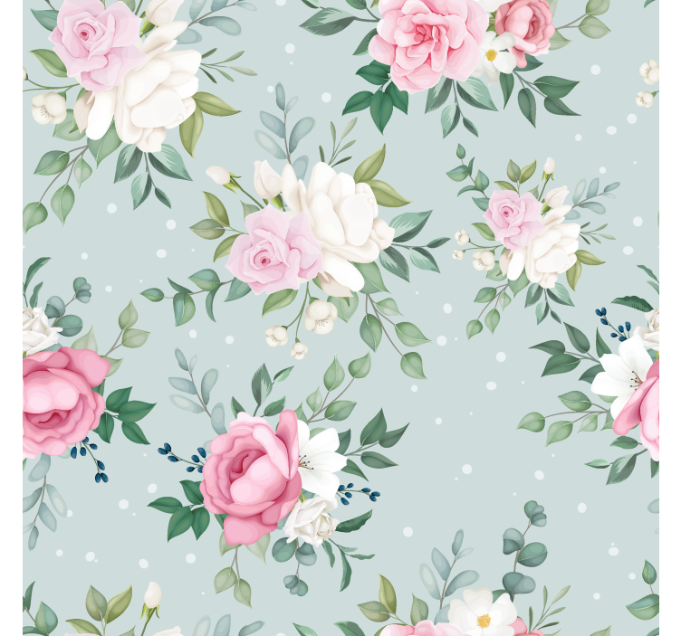 Blue and pink floral Flower Wallpaper - TenStickers