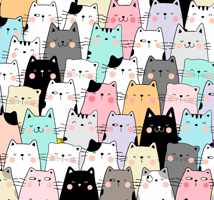 Teenage room colorful patterned cat wallpaper - TenStickers