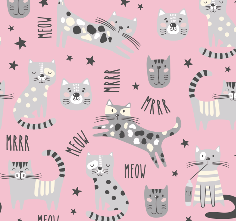 Feline Playtime cats wallpaper - TenStickers