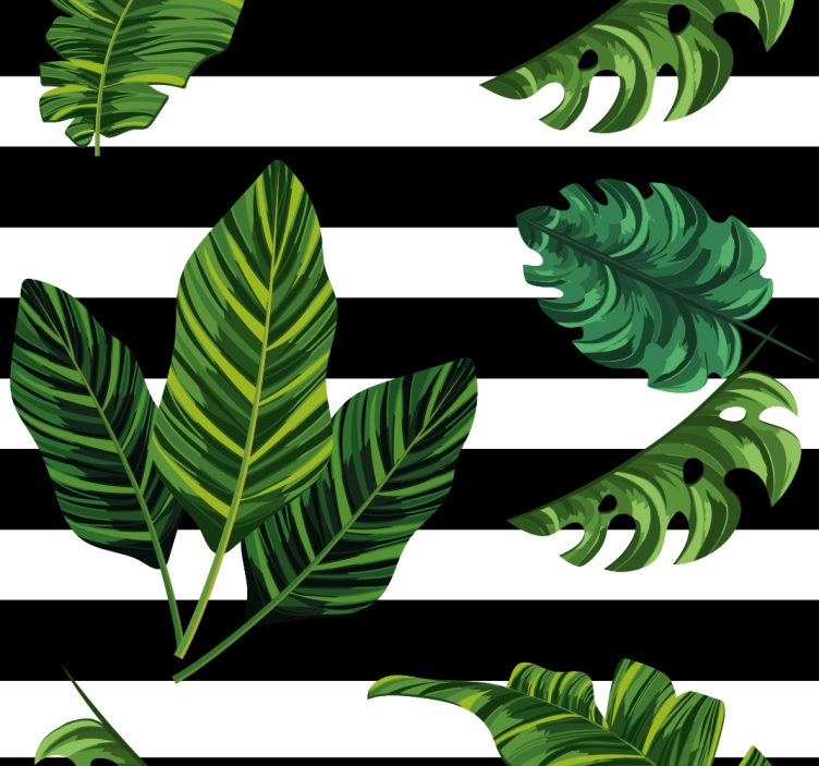 Tropical leaves and geometric figures wallpaper - TenStickers
