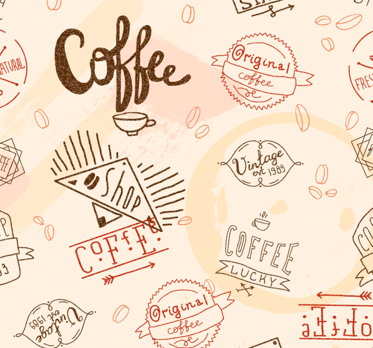 Coffee icons pattern kitchen wallpaper - TenStickers