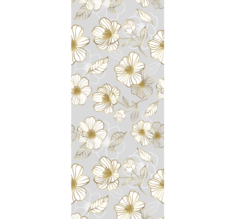 Golden and white flour flower wallpaper - TenStickers