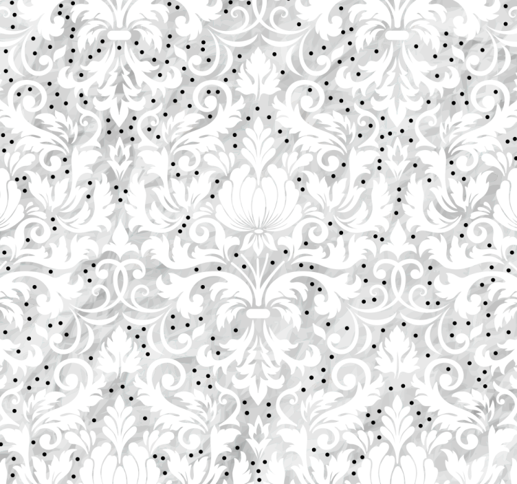 Ornamental floral damask pattern white wallpaper - TenStickers