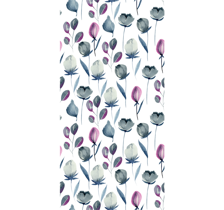 Elegant indigo blue floral pattern wallpaper - TenStickers