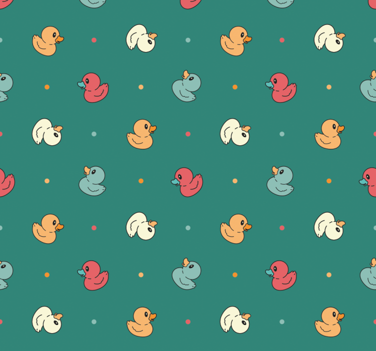 Rubber Duck Pattern bathroom wallpaper - TenStickers
