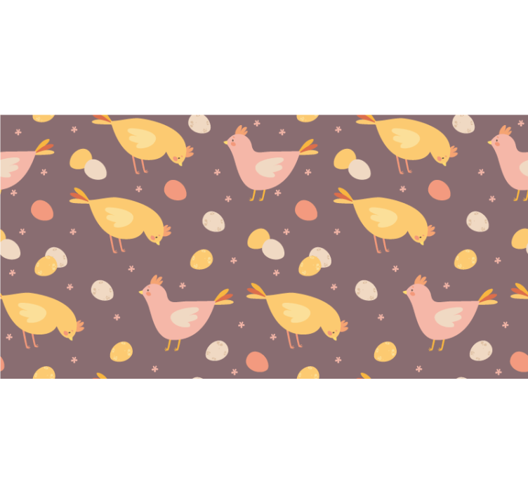 Playful Chickens Pattern animals wallpaper - TenStickers