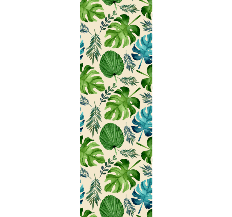 Tropical green leafs pattern leaf wallpaper - TenStickers