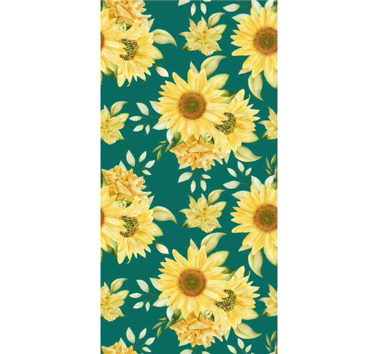 Sunflower Bloom Pattern flowers wallpaper - TenStickers
