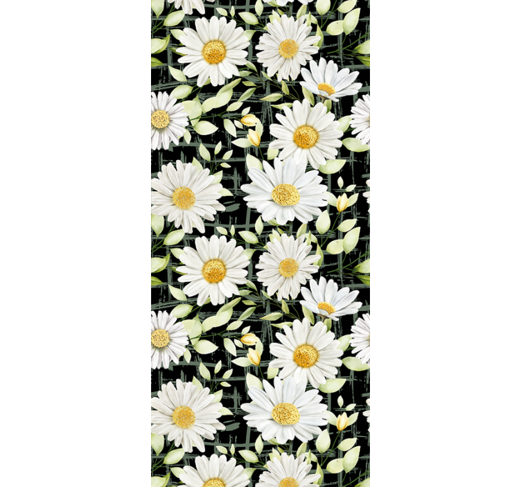 Realistic daisies on stripe flower wallpaper - TenStickers