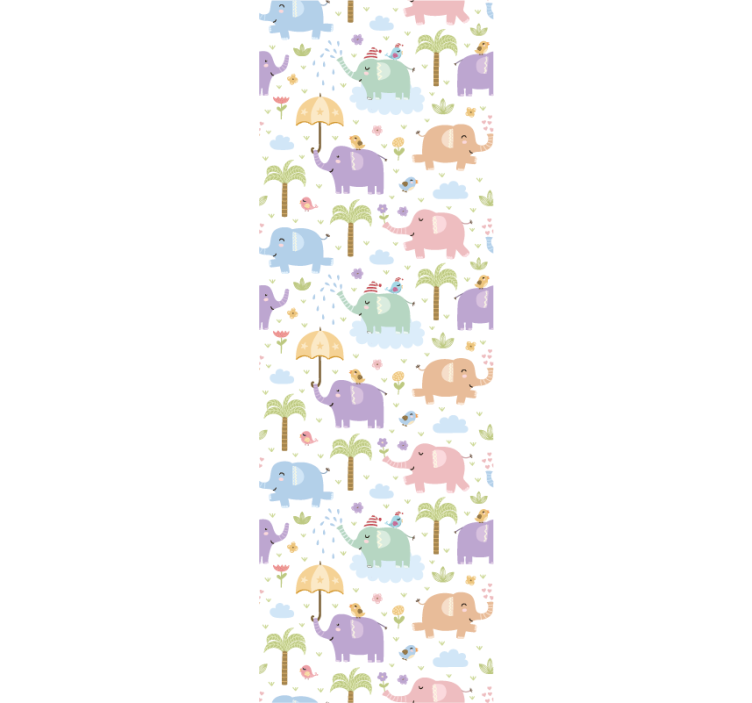 Elephant Playtime nursery room wallpaper - TenStickers
