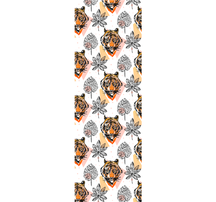 Tiger pattern hand drawn wallpaper - TenStickers