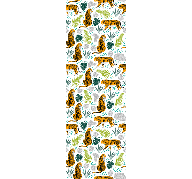 Tigers and tropical  pattern wallpaper - TenStickers