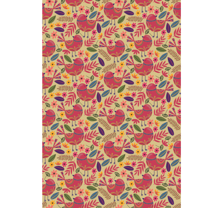 Ornamental Avian floral wallpaper - TenStickers