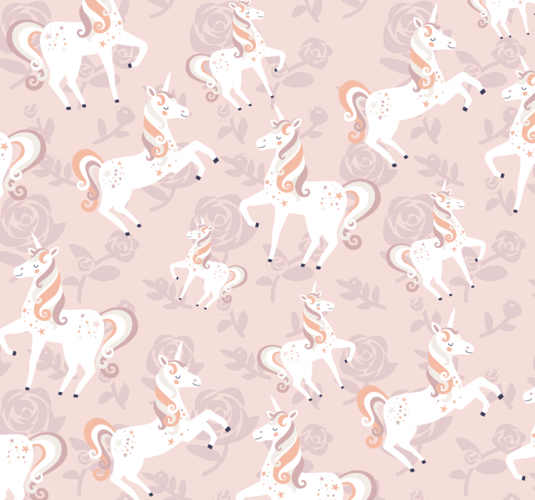 Pink and tall unicorn Childrens Wallpaper - TenStickers