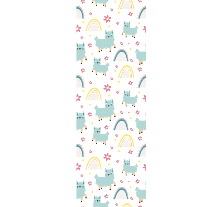 Alpaca Rainbow Pattern nursery room wallpaper - TenStickers