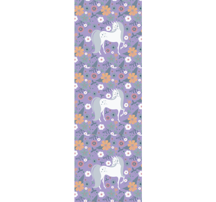 Unicorn Floral Pattern animals wallpaper - TenStickers