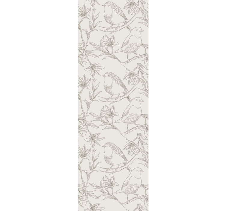 Vintage beige birds with Flower Wallpaper - TenStickers