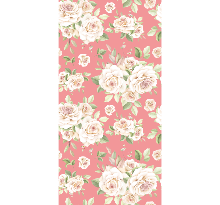 White roses pink background Flower Wallpaper - TenStickers
