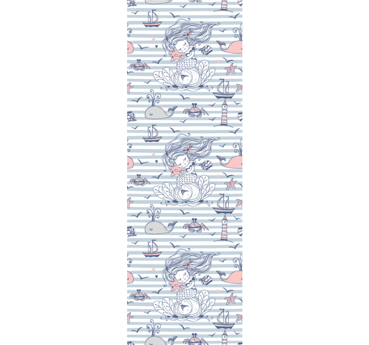 Nautical Mermaid Theme nursery room wallpaper - TenStickers