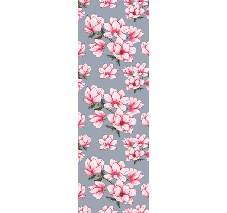 Magnolia pink pattern flowers wallpaper - TenStickers