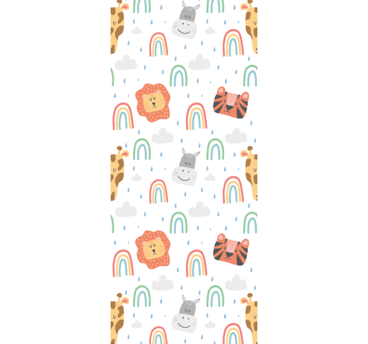 Cute pastel animals and rainbows wallpaper - TenStickers
