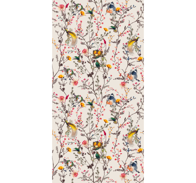 Colorful beige pattern birds in wallpaper - TenStickers